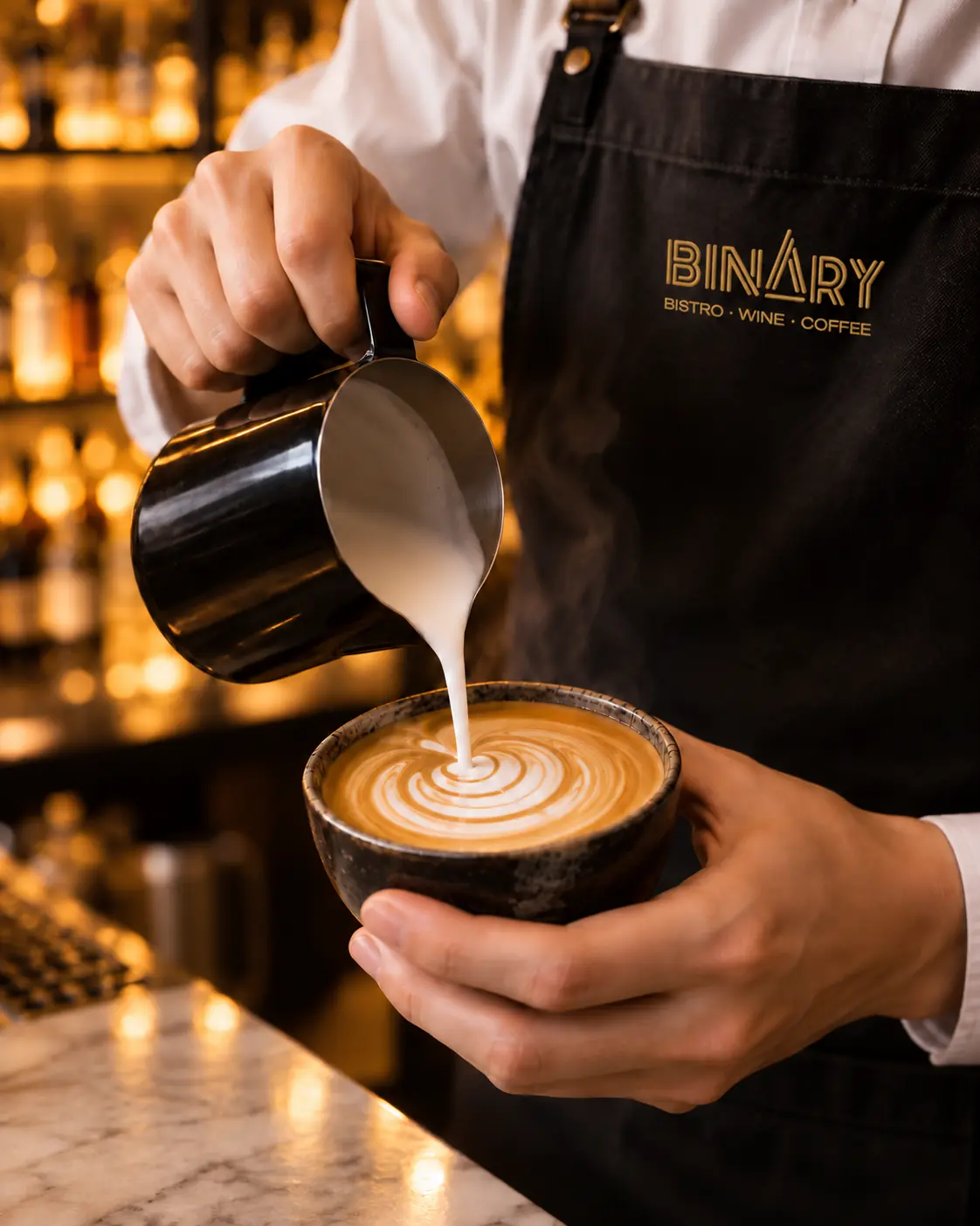 Coffee prepared at the Binary bar